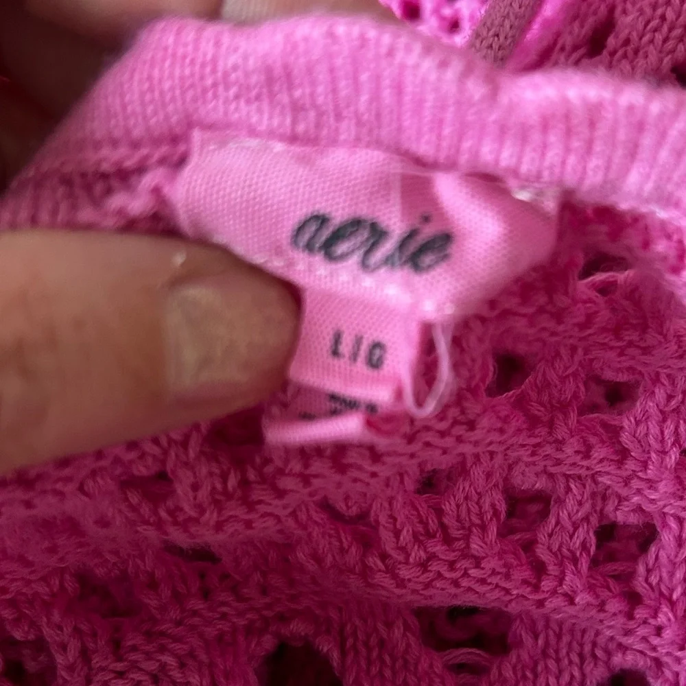 Aerie Bright Pink Crochet Cover-up Dress - Picture 5 of 5